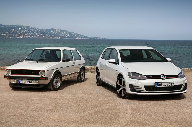 Volkswagen-Golf-MKI-and-MKVII-front-shot