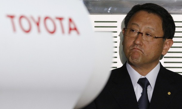 Toyota Motor Corp President Akio Toyoda attends a news conference in Tokyo