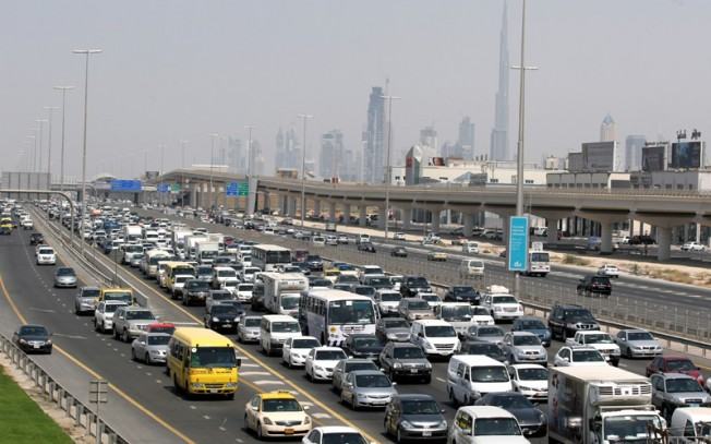 Heavy traffic on Sheikh Zayed road in Dubai
